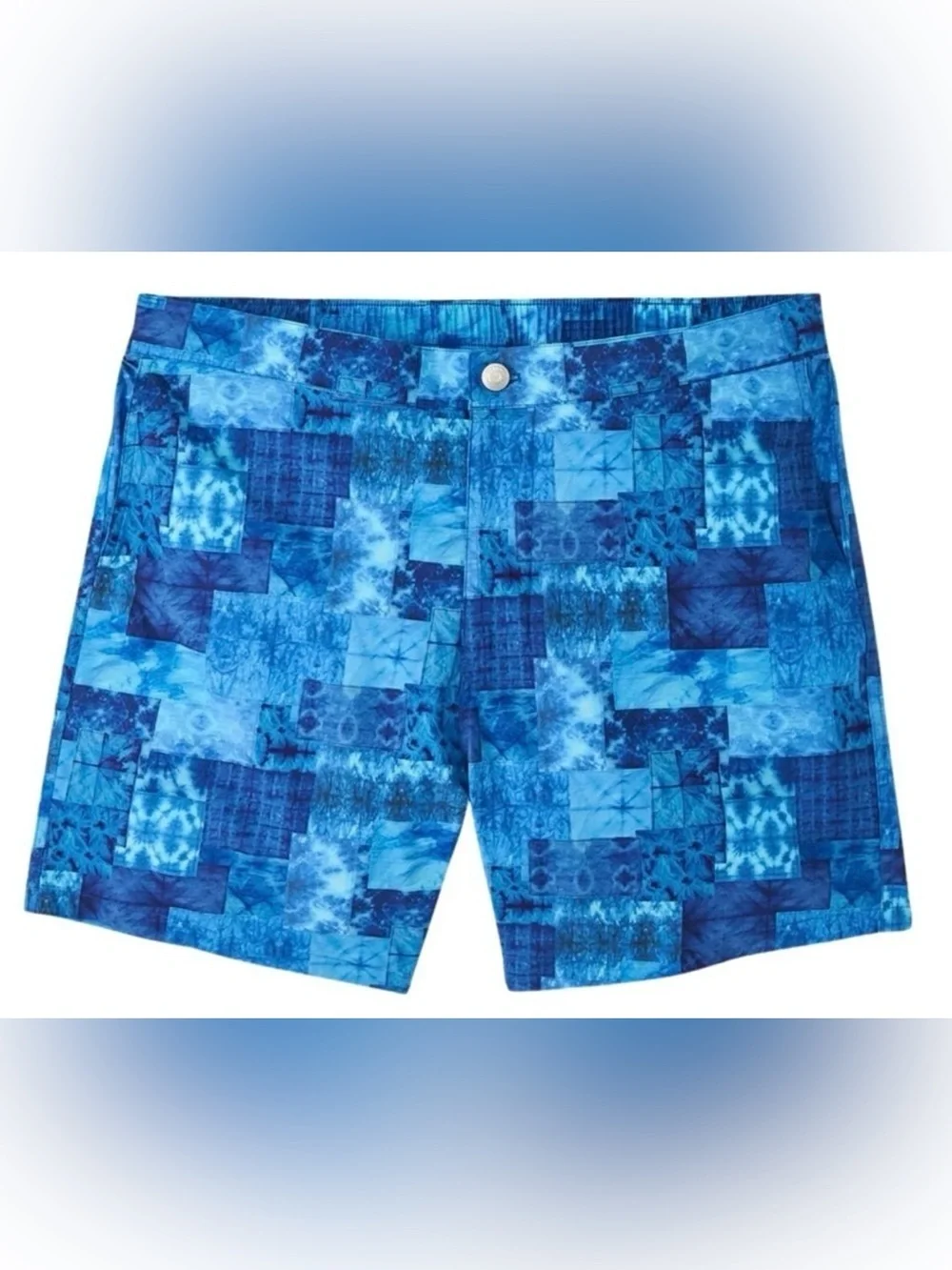 Peter Millar Crown Crafted Shibori Patchwork Swim Trunk Blue XL NWT Retail $110